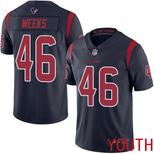 Houston Texans Limited Navy Blue Youth Jon Weeks Jersey NFL Football 46 Rush Vapor Untouchable